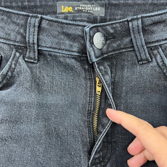 Lee (8) Short Womens Black Regular Fit Straight Leg Jeans Stone Wash Mid Rise - Picture 5 of 10